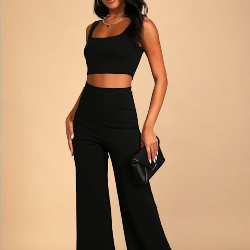 Lulu's two pieces  Black Wide Leg Jumpsuit